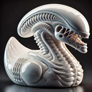 Gothic Resin Duck Figurine - Dark Alien Decor Halloween Collectible Unique Office Desk Ornament (D)