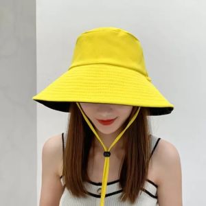 Topi Bucket Hat Wide Lebar Tali Wanita Terbaru - Bahan Katun Berkualitas - All Size - Model Polos dengan Tali Panjang - Fasion Store