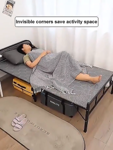 Portable Metal Folding Bed Home Foldable Heavy Duty Bed Space Saving Bed Frame Adult Simple Bed Dormitory Lunch Break Reinforced Bed