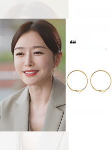 Qin Lan Large Golden round Earrings Women Fashionable Elegant New 2025 Simple Circle Summer Ear Jewelry Accessories