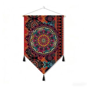 VIKAMA Boho Mandala Tua Rua Cờ Đuôi Nheo Thảm Hoa Hình Học Macrame Treo Tường Nghệ Thuật Cho Phòng Khách Phòng Ngủ Lối Vào Trang Trí