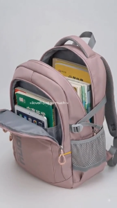 CJY SHOP#9901#9993 #4016 Fashion nylon 17inches backpack for Women designed with spine-protecting ergonomic straps.