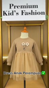 KID FASHION Dress Anak Perempuan Gaun Lengan Panjang Katun Tile Bunga Korean Style Usia 1-4 Tahun