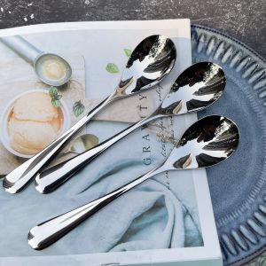 2-Piece Waterdrop Design Stainless Steel Spoons for Eating Rice And Soup Smooth Handle Main Course Western Dining Spoons