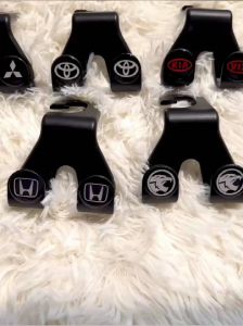 Universal Car Seat Back Hook Headrest Hanger Car Bag Pouch Clothes Hanging Hooks with car logo