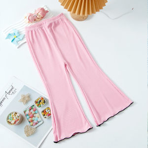 Ice Silk Loose Casual Pants Thin Summer Outerwear for Girls Korean Style Bell Bottoms Childrens Loose Comfortable Trousers
