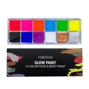 VERONNI | 12 Colors Fluorescent Paint Body Face Oil Painting UV Glow Body Painting Fluorescent Tube Suitable for Halloween Party Makeup