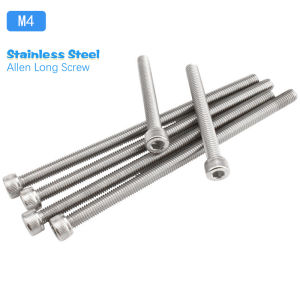 Super Long M4 Hex Socket Fasteners 304 Stainless Steel Extra Long Inner Hex Screws Heat Resistant High Strength Bolts for Indu