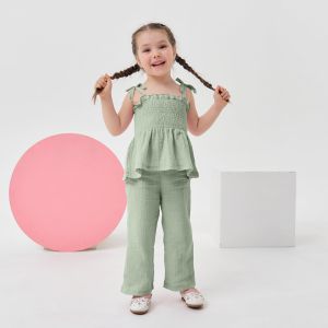 lontakids Baby Girl Summer Outfit 2Pcs Sleeveless Pants Set Infant Toddler Spaghetti Strap Ruffle Crop Top Clothes Set