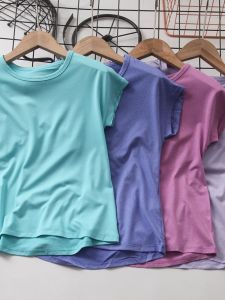 เสื้อยืดคอกลมแขนสั้นแห้งเร็วสําหรับเด็กผู้หญิงชุดชั้นในเด็ก เสื้อท่อนบน แสดงหน้าท้อง ฤดูร้อน เสื้อผ้า โพลีเอสเตอร์ ไฟเบอร์