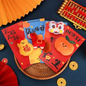 2026 New Year Red Envelope Year of The Horse Cartoon 3D Plush Doll Lucky Money Pocket Spring Festival Gift