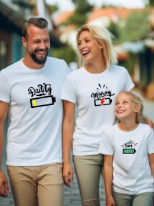 Pure Cotton Family Matching Summer Short Sleeve T-Shirts for Three Generations Kids And Parents Casual Comfortable Wear