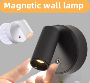 Magnetic Base Led Wireless Wall Light Three-Color Stepless Dimming USB Rechargeable Wall Mounted Spotlight