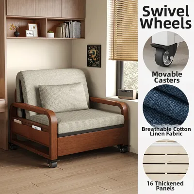 FANKALONG | Space-saving Folding Convertible Pull-out Solid Wood Sofa Bed