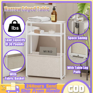 3 Layer Bedside Table For The Bed Narrow Side Table With Fabric Basket Bathroom Rack Stand Organizer With Adjustable Feet Bedside Table Storage Rack Clothing Storage Basket Sofa Side Table Space Saving