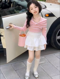 Sabrina pita indah top korea Atasan anak perempuan lengan panjang Trendi