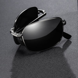 Natitiklop na photochromic na salaming pang-araw para sa mga lalaking nagmamaneho metal square polarized sunshade sun glasses fashion salamin sa mata na proteksyon ng UV panlabas natitiklop na baso