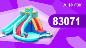 AIRMYFUN 83071 Inflatable Giant Castle Water Double Slide Pool Outdoor Inflatable Bouncer Playground