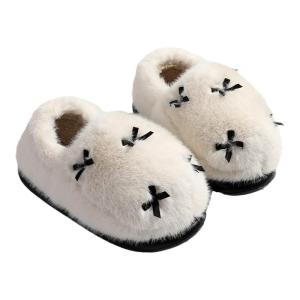 Dép Bông Mùa Đông Cho Nữ Ấm Áp Chống Trượt Có Nơ Dễ Thương Dép Đi Trong Nhà Mùa Đông Dép Cotton Thoải Mái Thường Ngày