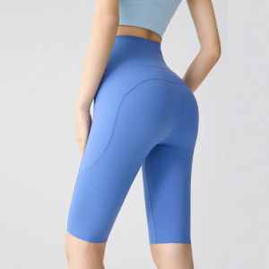 Miiow | Ice Silk Sharkskin Yoga Fitness Pants High Waist Five-Quarter Length Womens Summer Cool Feeling Cycling Tights No Embarrassing Lines