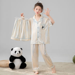 Miiow | Pure Cotton Long Sleeve Childrens Sleepwear Set For Girls Spring Autumn Home Clothes Comfortable Breathable Soft Cotton Shirt