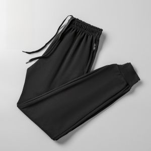 Mens Casual Cotton Knitted Straight Leg Summer Autumn Winter Sports Pants Loose Fit Trousers Fashionable City Style
