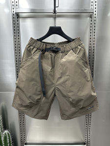 Trendy Workwear Short Pants Mens Summer New Loose Straight Five-Quarter Waist Belt Style with Big Pockets Youthful Energy