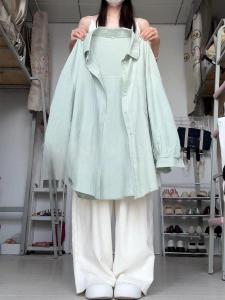 French Style Pure Cotton Sun Protection Shirt Womens Layering Outerwear Summer Loose Meat Concealing Slimming UV Protection Online Top