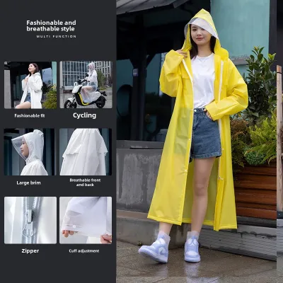 Raincoat Long Full Body Rainproof Student Transparent Male and Female Single Adult Outwear One-Piece Electric Battery Motorcycle Poncho