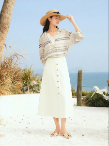Summer Elegant Artistic Striped Stretch Silk Shirt