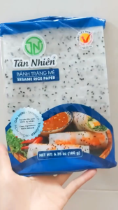 Tan Nhien rice paper with black sesame 180gr - Vietnamese rice paper rolling food