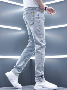 กางเกงยีนส์ทรงเข้ารูปเอวกลาง ทรงขากระบอกเล็ก ทรงเข้ารูป กางเกงยีนส์ผู้ชายฤดูร้อนบาง ทรงลำลอง สีอ่อน กางเกงยีนส์ผู้ชายคุณภาพสูง