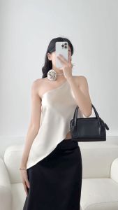 Áo Cổ Lệch Vai Chéo Tà Xéo FILILO Vải Lụa Chris Top Thiết Kế Chuẩn Form Cao Cấp
