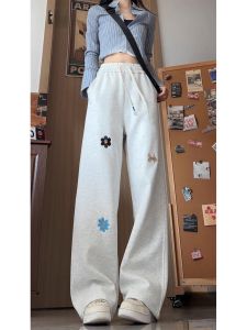 Quần Thể Thao Nữ Dáng Rộng Thoải Mái Quần Dài Ống Đứng Thêu Kiểu Mỹ Quần Dài Thường Ngày Quần Dài Thẳng Quần Dài Thoải Mái