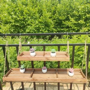 New Simple Wooden Balcony Partition Window Handrail Rack Fence Storage Decoration Hanging Succulent Anti-Corrosion Pergola