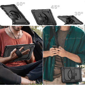 Tích hợp với miếng bảo vệ màn hình/dây đeo vai/kẹp giữ bút 360 Chân đế xoay bảo vệ toàn bộ thân Ốp chống sốc cho Samsung Tab A11 Plus 11 inch 2025A11A9 PlusA9A8A7 LiteS10 Fe s10 LiteS9 Fe S9S8S7S6 Lite