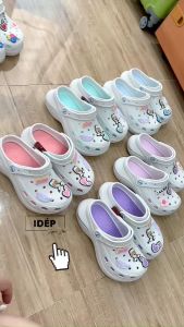 Dép cross trắng sục y tá nữ đế đúc độn 6cm tăng chiều cao TẶNG KÈM 08 Jib/Sticker dễ thương Trắng - Maipy S067