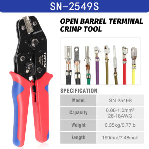 Crimping Tools SN-2549S For PH2.0/XH2.54/2.8/3.0/3.96/KF2510/JST Terminal AWG 28-18 (0.08-1.0mm²) Wire Ratcheting Pliers YEFYM