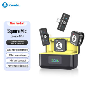 Zwide M5 small square wireless lavalier microphone for mobile live streaming professional level outdoor vlog interviews noise