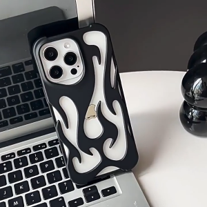 For iPhone 13 Creative flame-shaped phone case iPhone 11 14 12 13 15 Pro Max Case iPhone 16 Pro Max Phone Case Luxury Metal Hollowout Matte Case Soft Case Clear TPU Silicone Protective Case