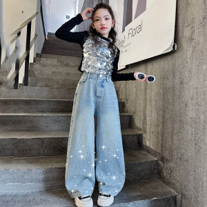 Jazz Costumes Girls Sequins Clothes Performance Costume Model Catwalk Show Performance Wear Children Hip-Hop Trendy Clothes Autumn