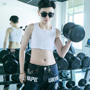 Sports Bra Top Womens Short Style Underwear Zipper Chest Binder Neutral Summer Large Size Home Clothes One-Piece Suit