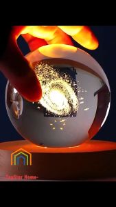 3D Wooden Crystal Ball Night Lamp With Warm Light Sleep Night Light USB Table Light With Wooden Base For Birthday Gifts Home Decor And Room Decoration earphea