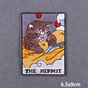 Hippie Cartoon Animal Iron On Patches For Clothing DIY Embroidery Ironing Stickers On Clothes Cute Cat Fusible Patch Badge