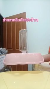 ถ้วยสัตว์เลี้ยงกันลื่นชามหมาชามแมวพร้อมขวดน้ำอัตโนมัติ ชามอเนกประสงค์ วัตถุเป็นมิตรต่อสิ่งแวดล้อม สะดวกครบจบในชามเดียวสุดคูม!