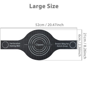 Perforated Silicone Bread Sling for Dutch Oven with Long Handle Nonstick & Reusable Bread Baking Mat for Sourdough Transfer