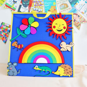 Rainbow Colorful Flower Felt Apron Performance Props Non-Woven Fabric Toys for Kindergarten English Early Education Teaching Aids