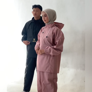 SULTAN Jas Hujan Kanguru Jaket celana Dewasa Warna Pink Bahan PVC Tebal