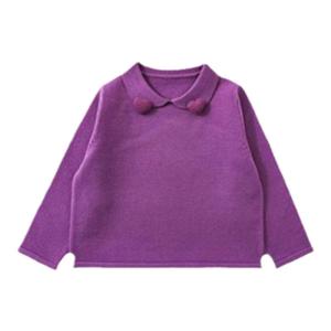 YOEHYAUL | Soft and Loose Childrens Sweater Simple Solid Color Turn-down Collar
