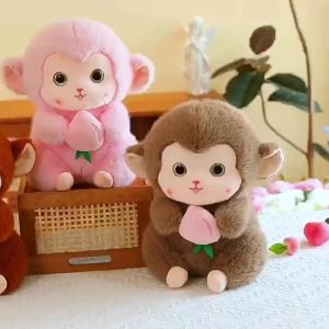 QIAOSHANG | Cute Holding Pink Peach Plush Toy Monkey Doll for Children
